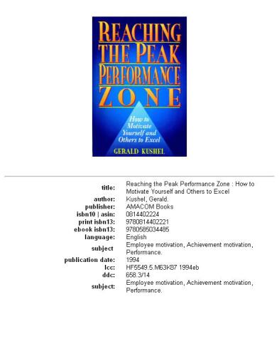 Reaching The Peak Performance Zone