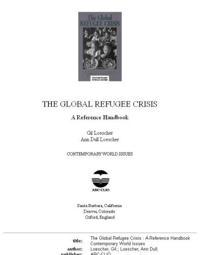 The Global Refugee Crisis: A Reference Handbook (Contemporary World Issues)