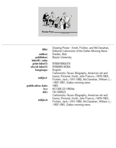Drawing Power: Knott, Ficklen, and McClanahan, Editorial Cartoonists of the Dallas Morning News