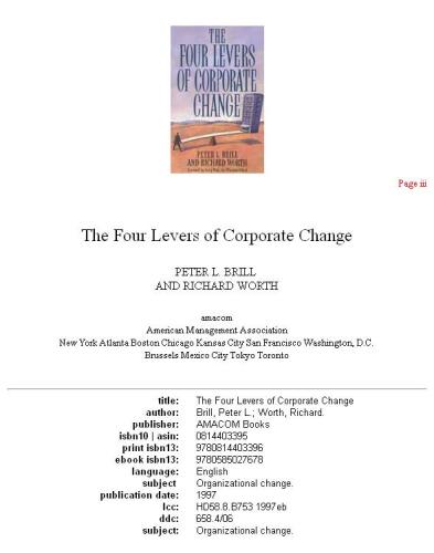 The Four Levers of Corporate Change