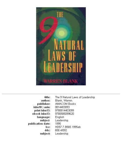 The Nine Natural Laws of Leadership