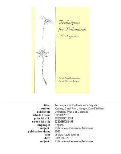 Techniques for Pollination Biologists