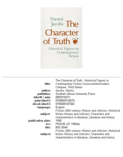 The Character of Truth: Historical Figures in Contemporary Fiction (Crosscurrents Modern Critiques)