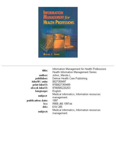 Information Management for Health Professions