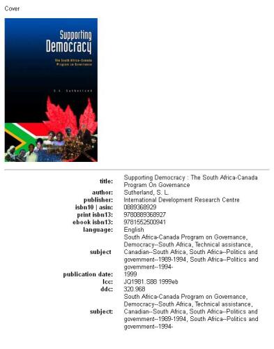 Supporting Democracy: The South Africa-Canada Program on Governance