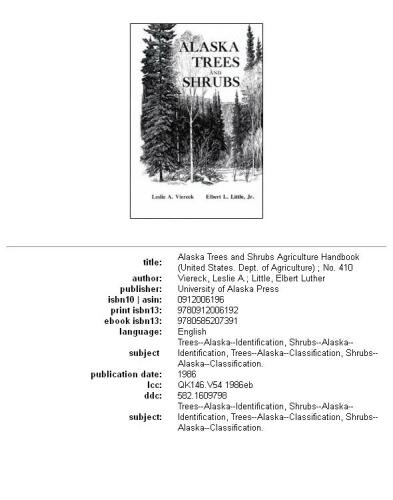 Alaska Trees and Shrubs (Natural History)