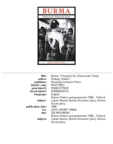 Burma: Prospects for a Democratic Future