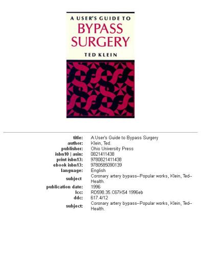 User'S Guide To Bypass Surgery