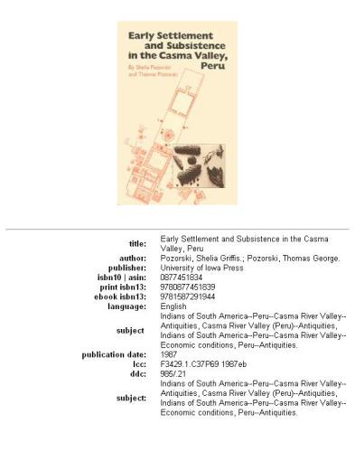 Early Settlement and Subsistence in the Casma Valley
