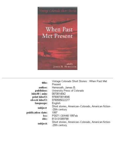 Vintage Colorado Short Stories: When Past Met Present