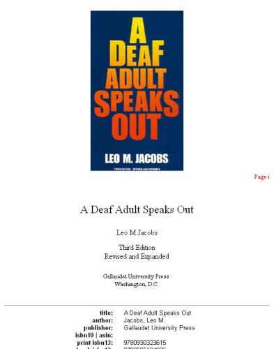 A Deaf Adult Speaks Out