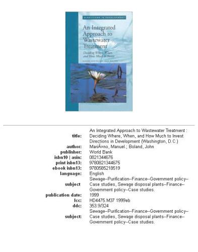 An Integrated Approach to Wastewater Treatment: Deciding Where, When, and How Much to Invest (Directions in Development (Washington, D.C.).)