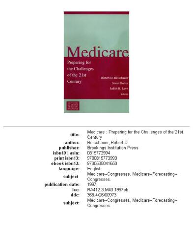 Medicare: Preparing for the Challenges of the 21st Century (Conference of the National Academy of Social Insurance)