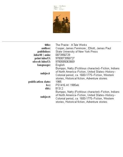 The Prairie: A Tale (Cooper, James Fenimore, Works.)