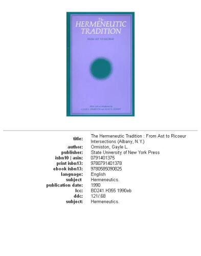 The Hermeneutic Tradition