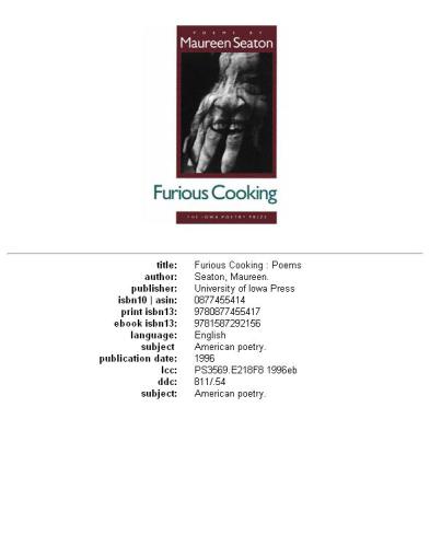 Furious Cooking (Iowa Poetry Prize)