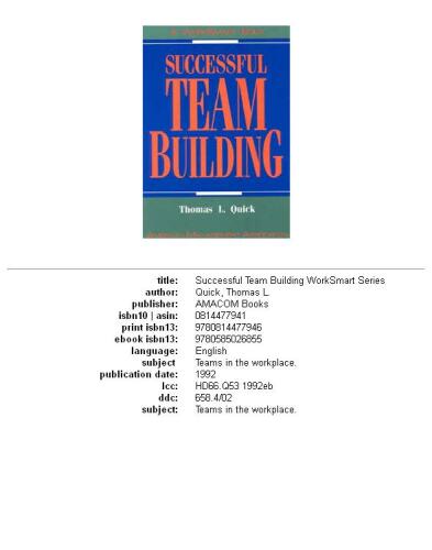 Successful Team Building (Worksmart Series)