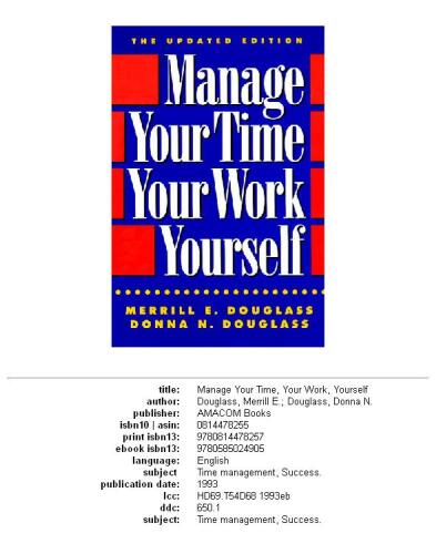 Manage Your Time, Your Work, Yourself