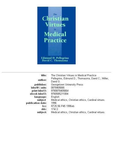 The Christian Virtues in Medical Practice