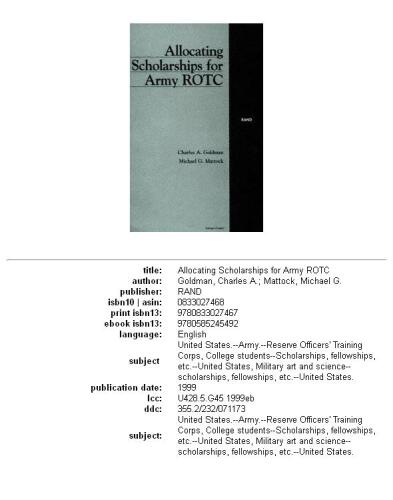 Allocating Scholarships for Army Rotc