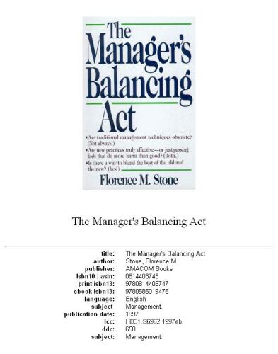 The Manager's Balancing Act