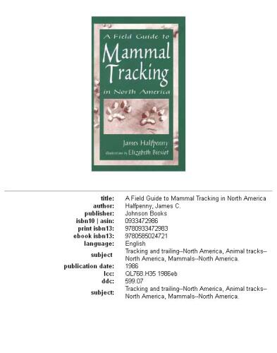 Field Guide to Mammal Tracking in North America