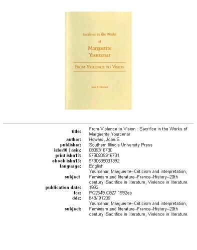 From Violence to Vision: Sacrifice in the Works of Marguerite Yourcenar