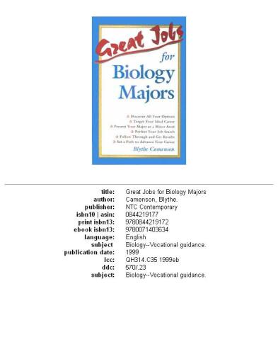 Great Jobs for Biology Majors