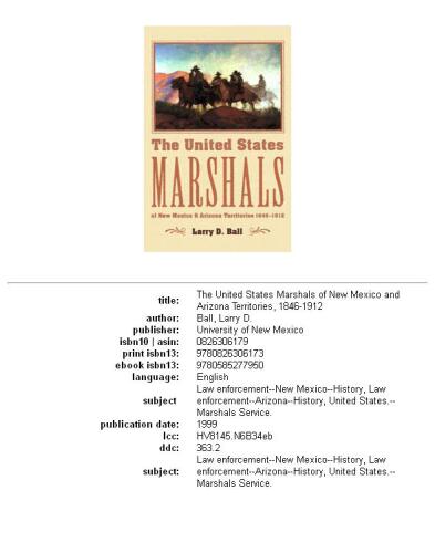 The United States Marshals of New Mexico and Arizona Territories, 1846-1912