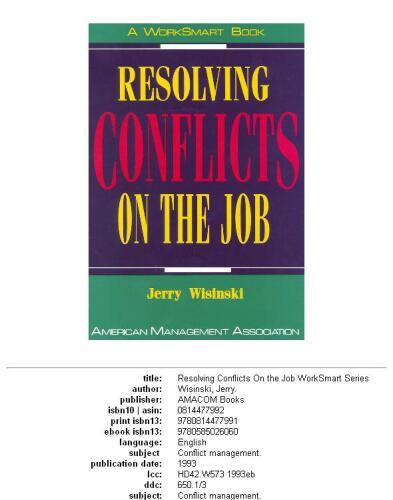 Resolving Conflicts on the Job (Worksmart Series)