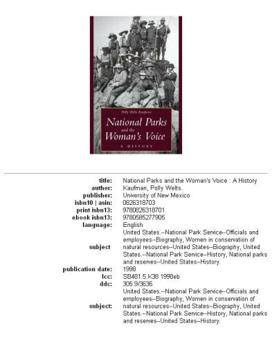 National Parks and the Woman's Voice: A History