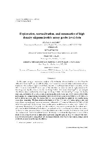 Exploration, normalization, and summaries of high density oligonucleotide array probe level data