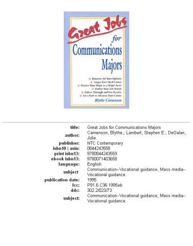 Great Jobs for Communications Majors (Vgm's Great Jobs Series)