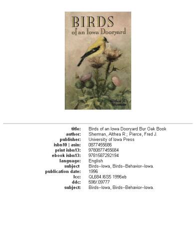 Birds of an Iowa Dooryard (Bur Oak Book)