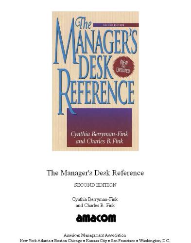 The Manager's Desk Reference