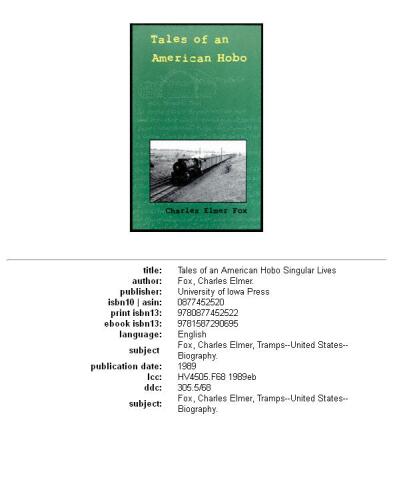 Tales of an American Hobo (Singular Lives, Iowa Series in North American Autobiography)