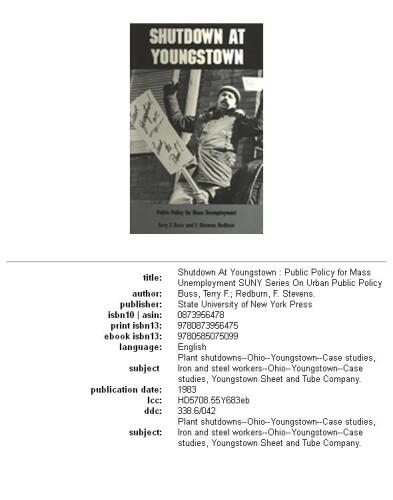 Shutdown in Youngstown: Public Policy for Mass Unemployment