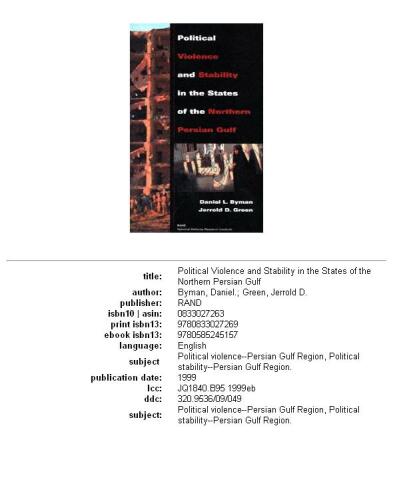 Political Violence and Stability in The States Of The Northern Persian Gulf (1999)