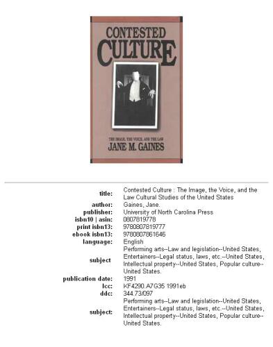 Contested Culture: The Image, the Voice, and the Law (Cultural Studies of the United States)