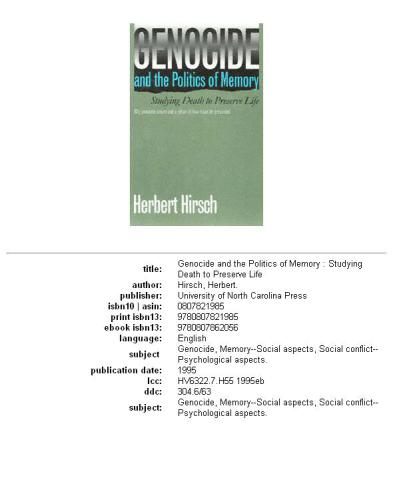 Genocide and the Politics of Memory: Studying Death to Preserve Life