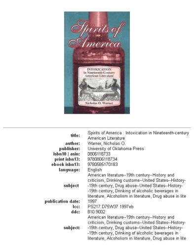 Spirits of America: Intoxication in Nineteenth-Century American Literature