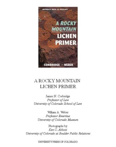 A Rocky Mountain Lichen Primer