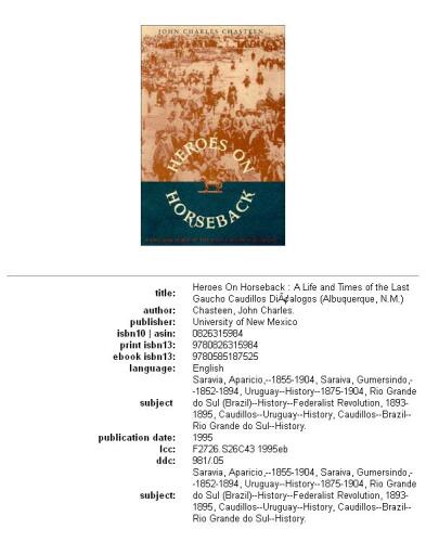 Heroes on Horseback: A Life and Times of the Last Gaucho Caudillos (Dialogos)