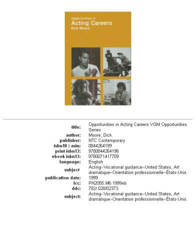 Opportunities in Acting Careers