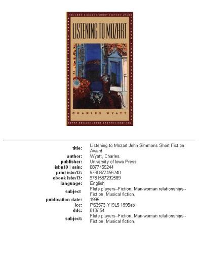 Listening to Mozart (Iowa Short Fiction Award)