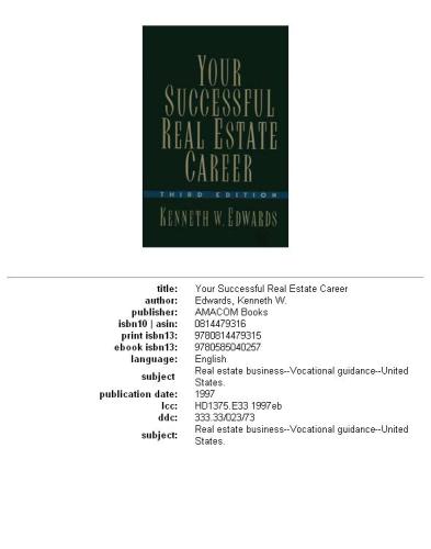 Your Successful Real Estate Career, 3rd Edition