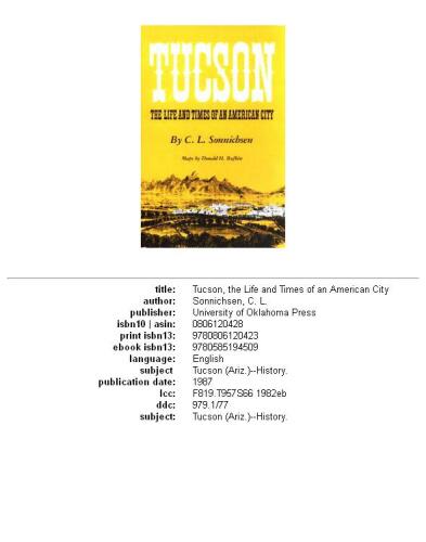 Tucson: The Life and Times of an American City