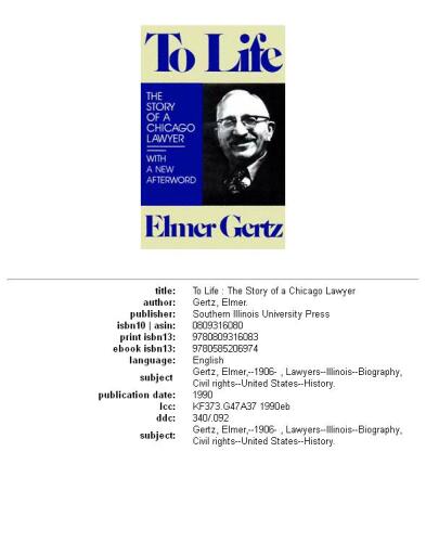 To Life: The Story of a Chicago Lawyer