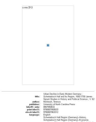 Urban Decline in Early Modern Germany: Schwäbisch Hall and Its Region, 1650-1750