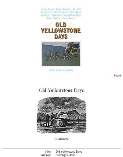 Old Yellowstone Days
